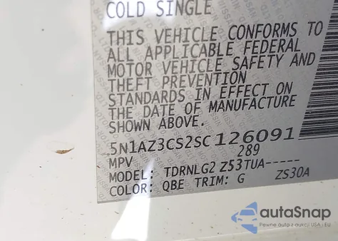 2025 Nissan Murano Sl из США, поврежденный, VIN 5N1AZ3CS2SC126091